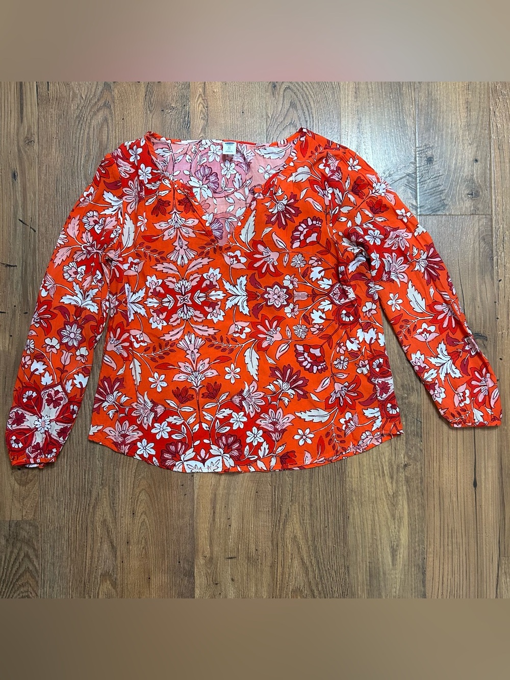 Orange & magenta floral 3/4 sleeve